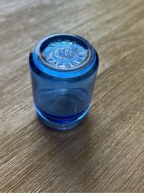Discounted! Antique Vicks Vaporub Blue Glass Jar w/Chip on rim